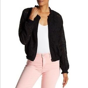 Sanctuary In Bloom eyelet bomber jacket